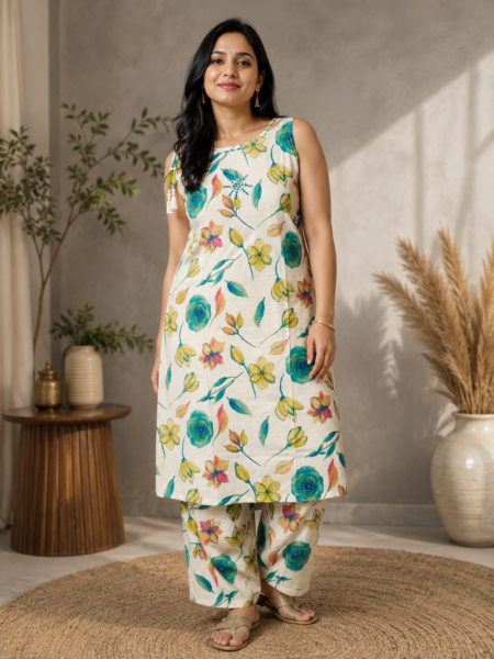 Floral Mirror Work Vatican Co-Ord Set
