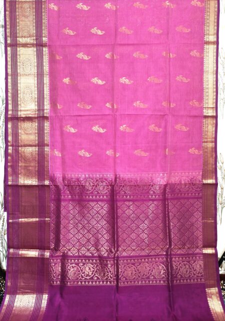 Handloom Mangalagiri Saree – Onion Pink & Wine Pink