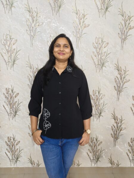 Floral Embroidered Shirt-Style Top