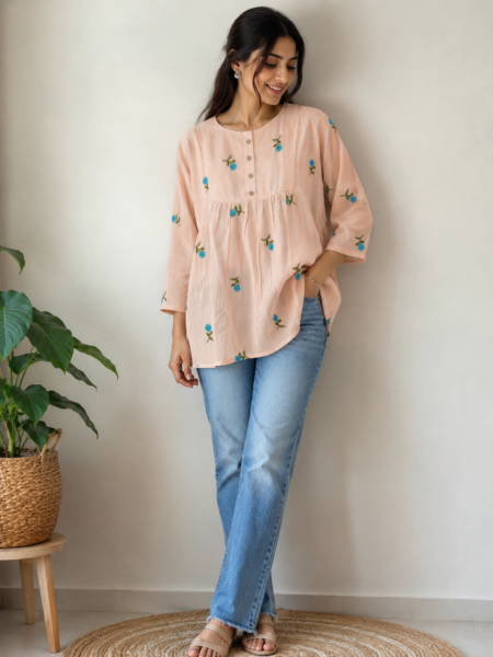 Peach Blossom Elegance Top 🌸