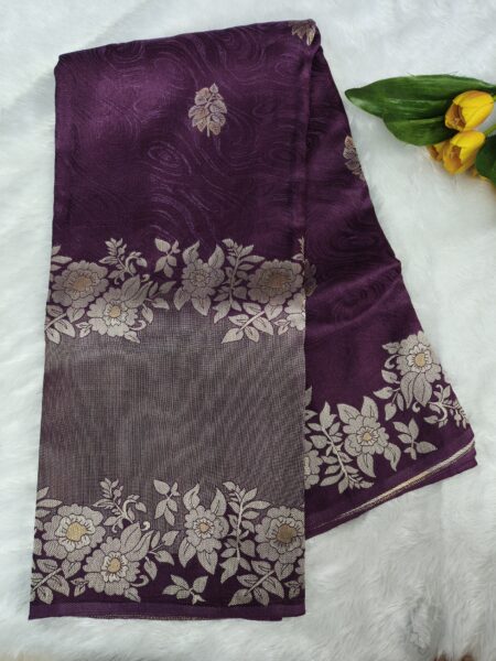 Purple Floral Banarasi Saree