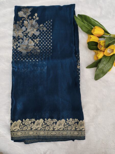 Teal Blue Banarasi Saree